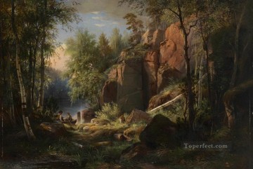 Landscapes Painting - view of valaam island kukko 1860 classical landscape Ivan Ivanovich forest